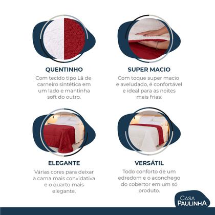 Imagem de Cobertor QUEEN dupla face sherpa manta fleece matelasse