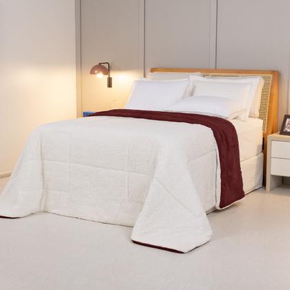 Imagem de Cobertor QUEEN dupla face sherpa manta fleece matelasse