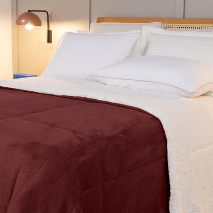 Imagem de Cobertor QUEEN dupla face sherpa manta fleece matelasse
