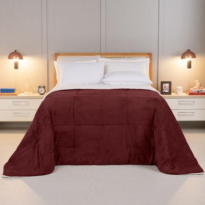 Imagem de Cobertor QUEEN dupla face sherpa manta fleece matelasse