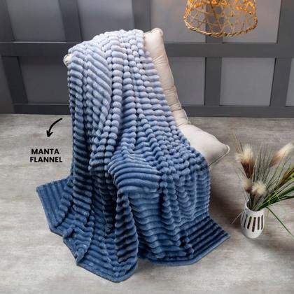 Imagem de Cobertor Queen Manta Ultra Soft Canelada Toque Fofo Fluffy 01 Peça Sky