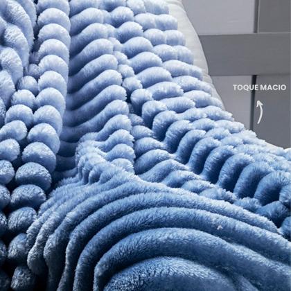 Imagem de Cobertor Queen Manta Ultra Soft Canelada Toque Fofo Fluffy 01 Peça Sky