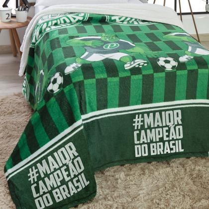 Imagem de Cobertor Solteiro Com Sherpa Palmeiras Oficial Jolitex
