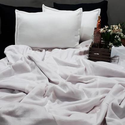 Imagem de Cobertor solteiro duplo soft mais duas fronhas soft branco