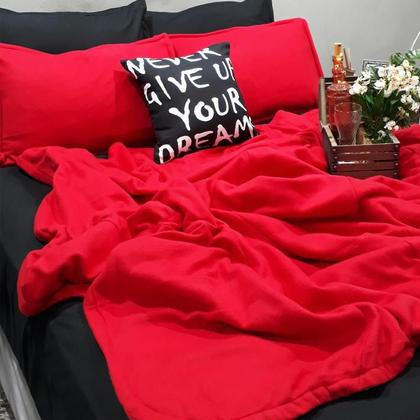 Imagem de Cobertor Solteiro Duplo Soft Mais Duas Fronhas Soft Vermelho