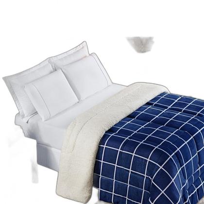 Imagem de Cobertor Solteiro Infantil Grosso Xadrez Dupla Face