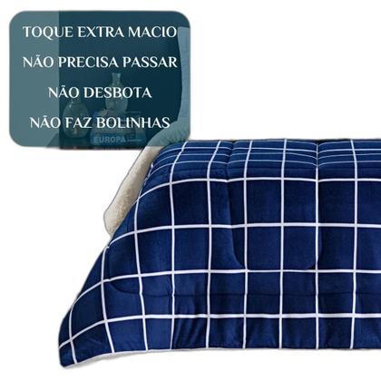 Imagem de Cobertor Solteiro Infantil Grosso Xadrez Dupla Face