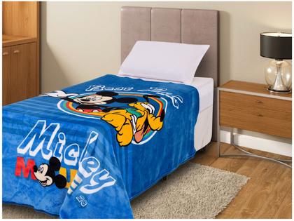 Imagem de Cobertor Solteiro Jolitex de Microfibra Raschel Plus Mickey Best Pals Azul