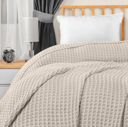 Imagem de Cobertor Utopia Bedding Waffle 100% algodão 300 g/m2 cáqui completo