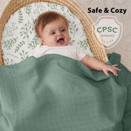 Imagem de Cobertores Swaddle Blankets Yoofoss Muslin, pacote com 4, 120 x 120 cm, para bebês