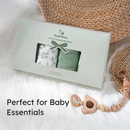Imagem de Cobertores Swaddle Blankets Yoofoss Muslin, pacote com 4, 120 x 120 cm, para bebês