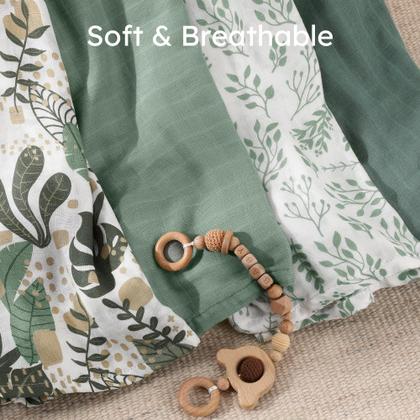 Imagem de Cobertores Swaddle Blankets Yoofoss Muslin, pacote com 4, 120 x 120 cm, para bebês