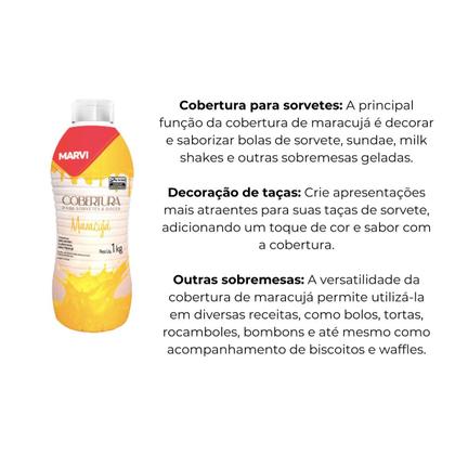 Imagem de Cobertura p/ sorvete maracuja marvi c/ 1 kg