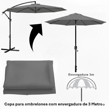 Imagem de Cobertura Para Ombrelone 3 Metros de 8 Hastes Capa Reposição Tecido CINZA - AMZ
