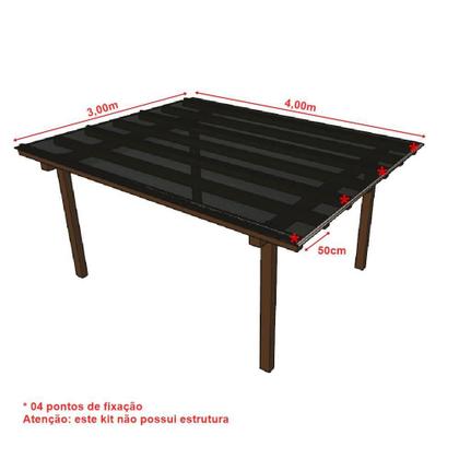 Imagem de Cobertura Policarbonato Alveolar 3,00m x 4,00m - Fume 4mm