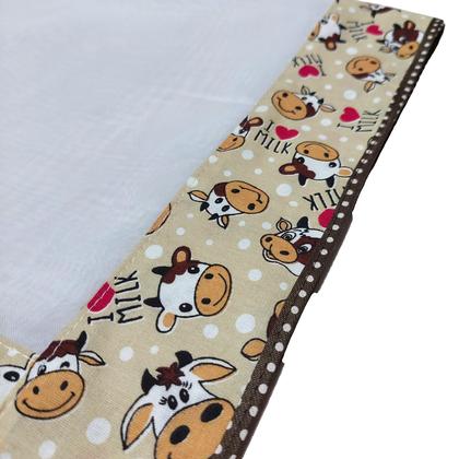 Imagem de Cobre Alimento em Voal com Barrado Duplo 68 x 68 cm Vaquinhas