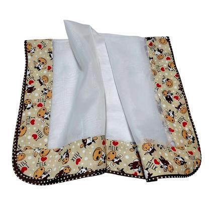 Imagem de Cobre Alimento em Voal com Barrado Duplo 68 x 68 cm Vaquinhas