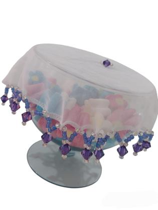 Imagem de Cobre Jarra Tule Transparente Com Pedrarias Sortidas Para Bomboniere e Baleiro Mesa Posta Anti Mosca