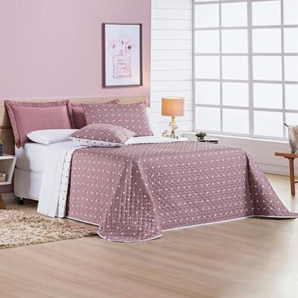 Imagem de Cobre Leito 200 Fios Petit Poá Solteiro 02 Peças - Rose