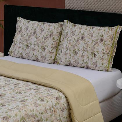 Imagem de Cobre Leito Alice King Size Dupla Face com Babado - Coleção 3 Peças em Percal e Microfibra