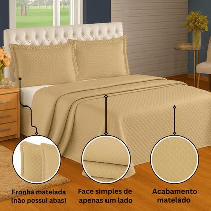 Imagem de Cobre Leito Cama Casal Queen 3 Peças Liso Matelado