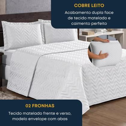 Imagem de Cobre Leito Casal Colcha Padrão 2,00 x 2,20 Dupla Face 3 Peças Luxo Matelado Tecido Macio Premium