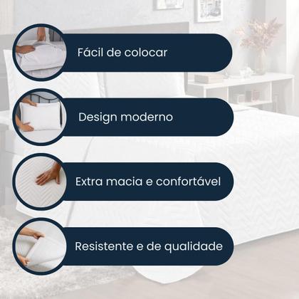 Imagem de Cobre Leito Casal Colcha Padrão 2,00 x 2,20 Dupla Face 3 Peças Luxo Matelado Tecido Macio Premium