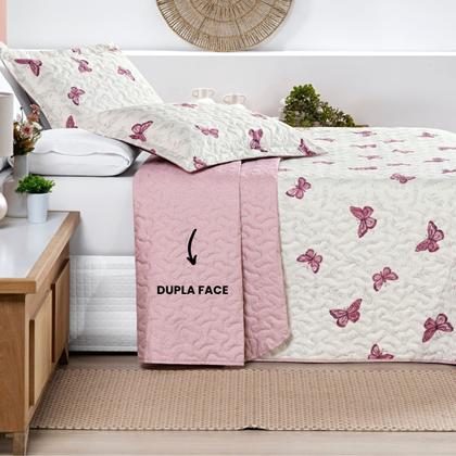 Imagem de Cobre Leito Casal Padrão 200 Fios Avere 03 Peças Borboletas