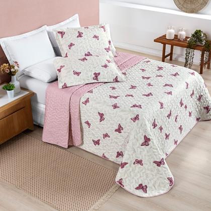 Imagem de Cobre Leito Casal Padrão 200 Fios Avere 03 Peças Borboletas