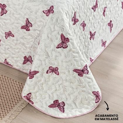 Imagem de Cobre Leito Casal Padrão 200 Fios Avere 03 Peças Borboletas