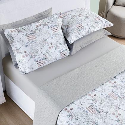 Imagem de Cobre Leito Casal Percal 200 Fios Dupla Face 03 Peças Cotton Select Protea