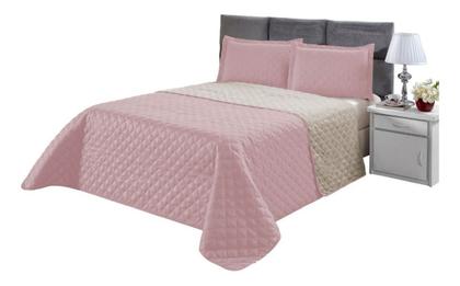 Imagem de Cobre Leito Casal Queen 3 Pçs - Colcha Dupla Face Com Vies