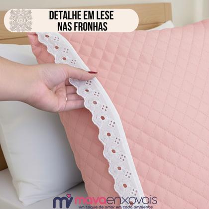 Imagem de Cobre Leito Casal Queen 3 peças Lese Colcha Dupla Face Matelado c/ Porta Travesseiro