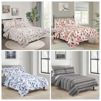 Imagem de Cobre Leito Casal Queen Estampado Cores Vivas 3pçs Classic