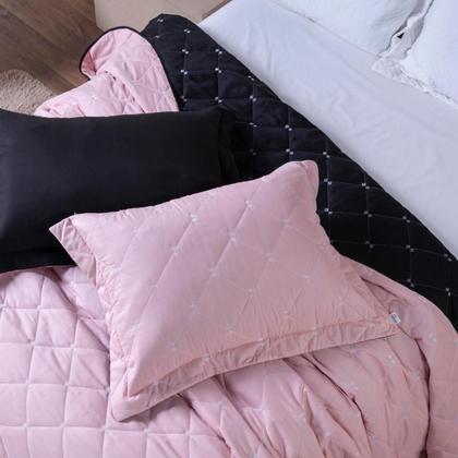 Imagem de Cobre Leito Colcha 400 Fios 2 Porta Travesseiros Dupla Face Aba Zíper Solteiro Casal Queen King Macio Toque Suave Micropercal