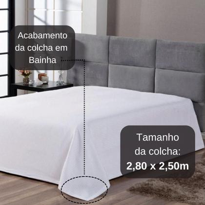 Imagem de Cobre Leito Colcha Cama King Piquet Branco Algodão Hotel