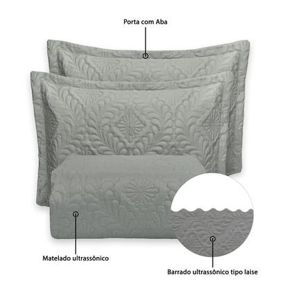 Imagem de Cobre Leito Colcha Camili King 3 Pçs Matelado Ultrassônico Dupla Face