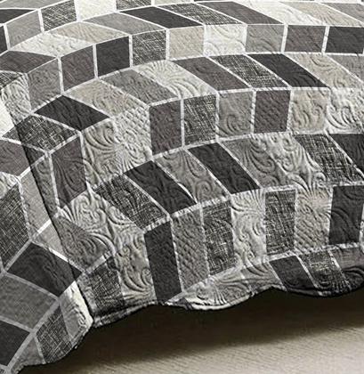 Imagem de Cobre Leito Colcha Casal Patchwork Bouti Dupla Face Ultrasonic 03 Peças Nobles