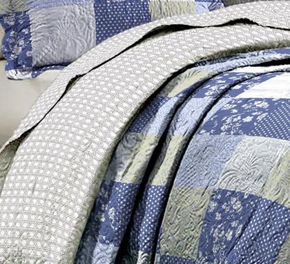 Imagem de Cobre Leito Colcha Casal Patchwork Bouti Dupla Face Ultrasonic 03 Peças Nobles