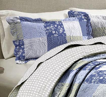 Imagem de Cobre Leito Colcha Casal Patchwork Bouti Dupla Face Ultrasonic 03 Peças Nobles