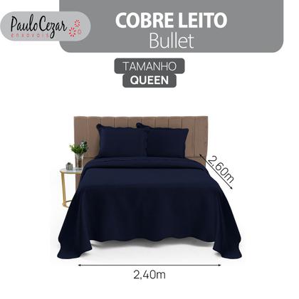 Imagem de Cobre Leito Colcha Casal Queen Dupla Face com Toque Macio 200 Fios Ultrasonic 03 Peças Bulet