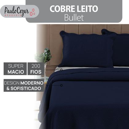 Imagem de Cobre Leito Colcha Casal Queen Dupla Face com Toque Macio 200 Fios Ultrasonic 03 Peças Bulet