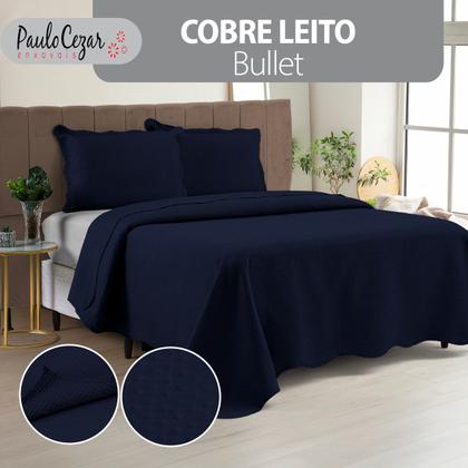 Imagem de Cobre Leito Colcha Casal Queen Dupla Face com Toque Macio 200 Fios Ultrasonic 03 Peças Bulet