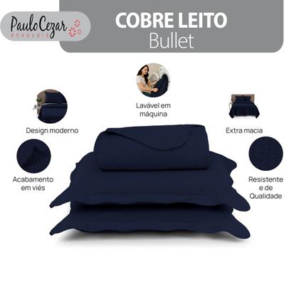 Imagem de Cobre Leito Colcha Casal Queen Dupla Face com Toque Macio 200 Fios Ultrasonic 03 Peças Bulet