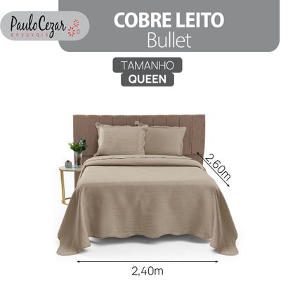 Imagem de Cobre Leito Colcha Casal Queen Dupla Face com Toque Macio 200 Fios Ultrasonic 03 Peças Bulet