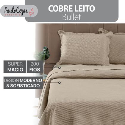 Imagem de Cobre Leito Colcha Casal Queen Dupla Face com Toque Macio 200 Fios Ultrasonic 03 Peças Bulet