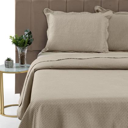 Imagem de Cobre Leito Colcha Casal Queen Dupla Face com Toque Macio 200 Fios Ultrasonic 03 Peças Bulet