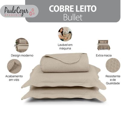 Imagem de Cobre Leito Colcha Casal Queen Dupla Face com Toque Macio 200 Fios Ultrasonic 03 Peças Bulet