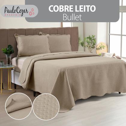 Imagem de Cobre Leito Colcha Casal Queen Dupla Face com Toque Macio 200 Fios Ultrasonic 03 Peças Bulet