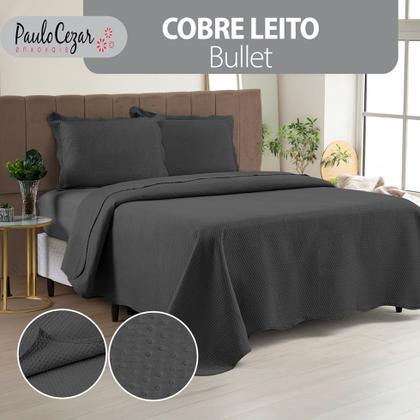 Imagem de Cobre Leito Colcha Casal Queen Dupla Face com Toque Macio 200 Fios Ultrasonic 03 Peças Bulet